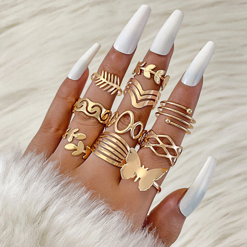 Wholesale Vintage Cross Spiral Gold Open Ring Set